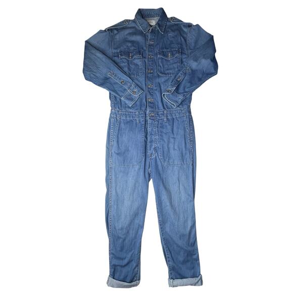 Current/Elliott The Crew Coverall Cropped Denim Jumpsuit  size 1 US4 - Picture 5 of 16